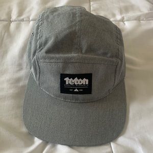 Teton Gravity Research gray 5 panel fly brim hat, like new condition